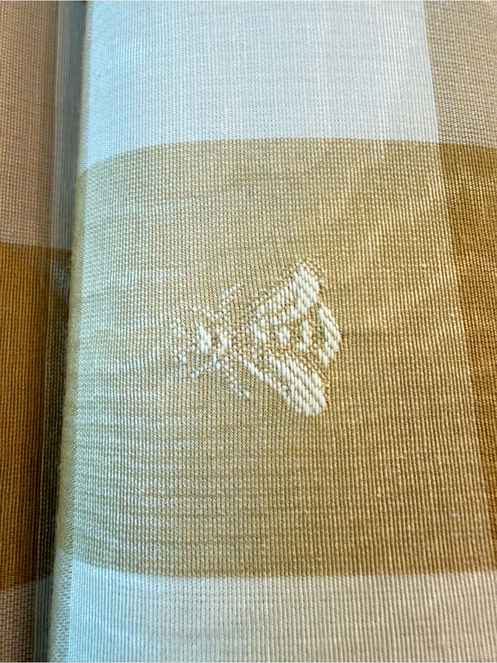 Embroidered Bee Stripe Fabric- Honey & White